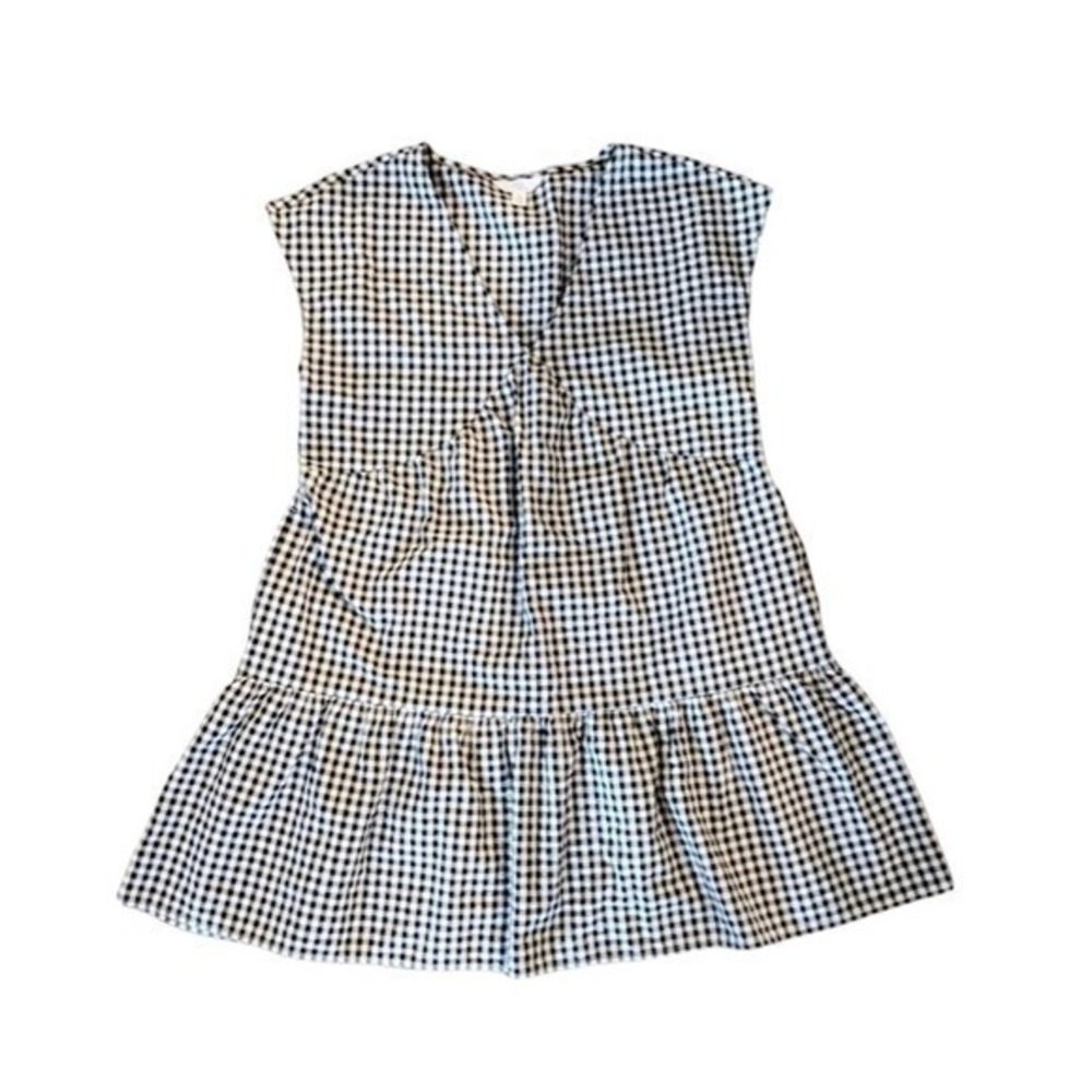 Time and True sleeveless black checked tiered dress whimsy babydoll fairy NWOT S